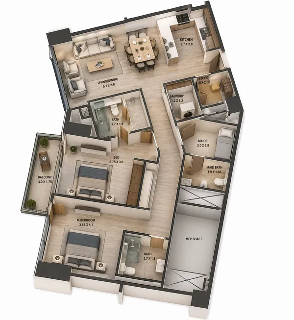 Modern Three-Bedroom Apartment for Sale in Dubai, UAE